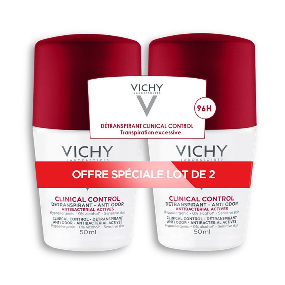 Vichy Deodorante Anti-odore di 96 ore, antitraspirante 2x50ml