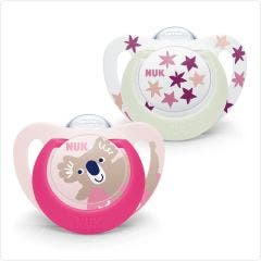 Sucettes physiologiques Starlight x2 18 mois et plus Nuk