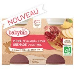 Mela della Nouvelle-Aquitaine e Melograno dei vasi dell'Occitanie 2x130 g Da 6 mesi Babybio