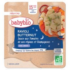 Ravioli Butternut sauce aux tomates de nos régions et Champignons 190g Dès 15 Mois Babybio