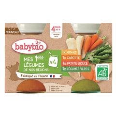Alimenti biologici per bambini 4x130g Mes 1er Verdura de Nos Régions A partire da 4 mesi di età Babybio