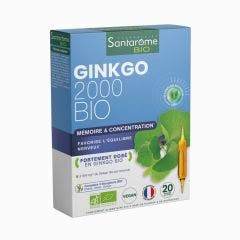 Gingko 2000 20 Ampoules Bio 20 ampoules Renforce la mémoire Santarome