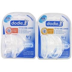 Dodie Tetines Rondes 3 Vitesses Col Large 0-6 Mois Boite De 2 Dodie