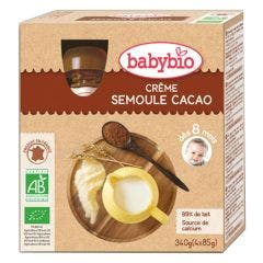 Crema di Semolino di Cacao Biologico 8 Mesi Dessert Latticini 4x85g Babybio