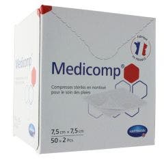 Compressa in Tessuto Non Tessuto 7,5cm x 7,5cm 50 confezioni contenenti 2 buste sterili Medicomp Hartmann