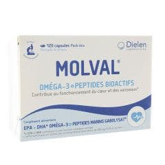 Molval 120 Capsules Omega 3 + Peptides Bioactifs Dielen