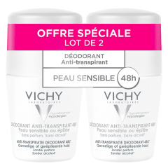 Deodorante Roll-on Anti-traspirante 48h 2x50ml Déodorant Pelle Sensibile o Depilata Vichy