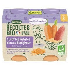 Bébé Notte Carote Patate Dolci Boulghour 2x200g Les Recoltes Bio Da 8 mesi Bledina Blédina
