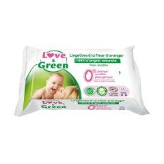 Toilette Bebe A La Fleur D'oranger 64 Lingettes Peaux Sensibles Peaux sensibles Love&Green