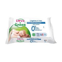 Toilette Bebe A L'eau 56 Lingettes Peaux Sensibles Peaux sensibles Love&Green