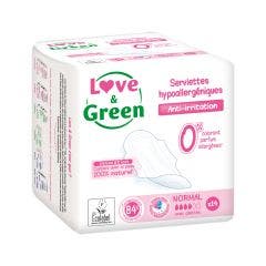 Assorbenti Ipoallergenici con ali Flusso normale - 14pz 14 Serviettes Anti-Irritations Love&Green