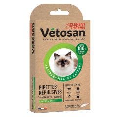 Pipette Repulsives Antiparasitaire Pour Chat X 1 Unite 2 Pipettes Vétosan Clement-Thekan