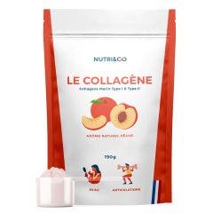 Collagene marino brevettato Tipo 1 e 2 in polvere 190g Pelle rassodata Gusto pesca NUTRI&CO