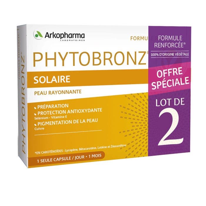 Préparateur Solaire Huiles Végétales 2x30 capsules Phytobronz Arkopharma